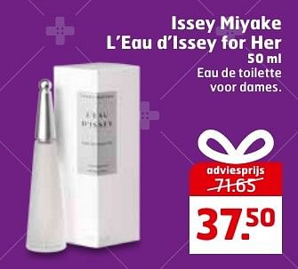 Aanbiedingen Issey miyake l`eau d`issey for her - Issey Miyake - Geldig van 20/12/2016 tot 25/12/2016 bij Trekpleister