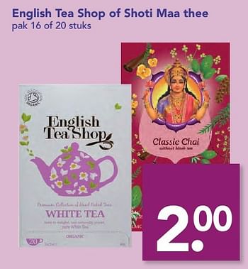 Aanbiedingen English tea shop of shoti maa thee - Huismerk deen supermarkt - Geldig van 18/12/2016 tot 26/12/2016 bij Deen Supermarkten