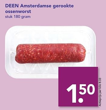 Aanbiedingen Deen amsterdamse gerookte ossenworst - Huismerk deen supermarkt - Geldig van 18/12/2016 tot 26/12/2016 bij Deen Supermarkten