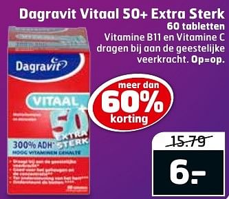 Aanbiedingen Dagravit vitaal 50+ extra sterk - Huismerk - Trekpleister - Geldig van 20/12/2016 tot 25/12/2016 bij Trekpleister