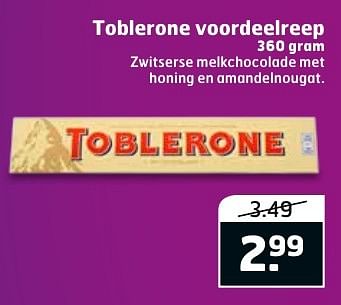 Aanbiedingen Toblerone voordeelreep - Toblerone - Geldig van 20/12/2016 tot 25/12/2016 bij Trekpleister