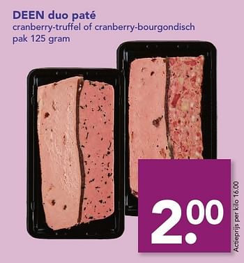 Aanbiedingen Deen duo paté - Huismerk deen supermarkt - Geldig van 18/12/2016 tot 26/12/2016 bij Deen Supermarkten