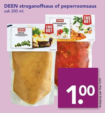 Aanbiedingen Deen stroganoffsaus of peperroomsaus - Huismerk deen supermarkt - Geldig van 18/12/2016 tot 26/12/2016 bij Deen Supermarkten