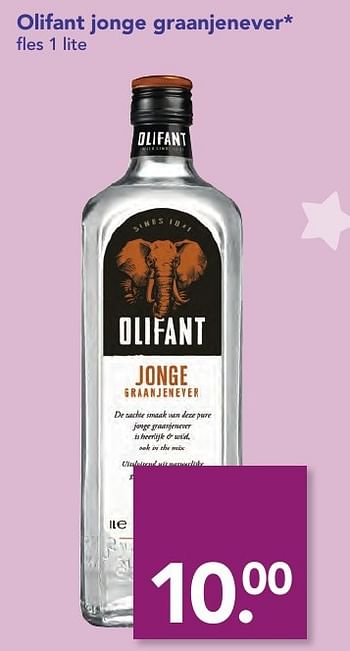 Aanbiedingen Olifant jonge graanjenever - Olifant - Geldig van 18/12/2016 tot 26/12/2016 bij Deen Supermarkten