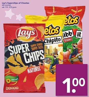 Aanbiedingen Lay`s superchips of cheetos - Lay's - Geldig van 18/12/2016 tot 26/12/2016 bij Deen Supermarkten