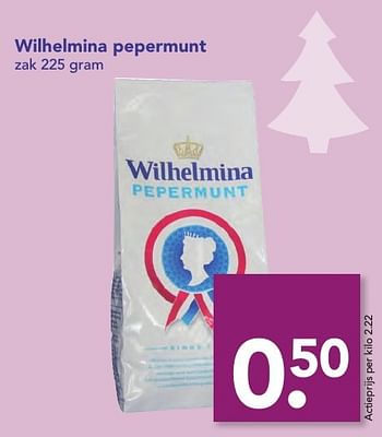 Aanbiedingen Wilhelmina pepermunt - Wilhelmina - Geldig van 18/12/2016 tot 26/12/2016 bij Deen Supermarkten