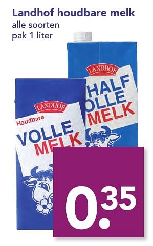 Aanbiedingen Landhof houdbare melk - Landhof - Geldig van 18/12/2016 tot 26/12/2016 bij Deen Supermarkten
