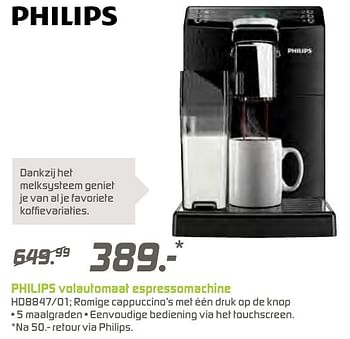 Aanbiedingen Philips volautomaat espressomachine hd8847-01 - Philips - Geldig van 12/12/2016 tot 26/12/2016 bij BCC