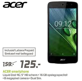 Aanbiedingen Acer smartphone liquid zest 4g; 5 - Acer - Geldig van 12/12/2016 tot 26/12/2016 bij BCC