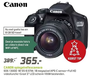 Aanbiedingen Canon spiegelreflexcamera eos 1300d - Canon - Geldig van 12/12/2016 tot 26/12/2016 bij BCC