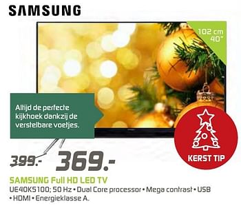 Aanbiedingen Samsung full hd led tv ue40k5100 - Samsung - Geldig van 12/12/2016 tot 26/12/2016 bij BCC