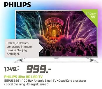 Aanbiedingen Philips ultra hd led tv 55pus6561 - Philips - Geldig van 12/12/2016 tot 26/12/2016 bij BCC