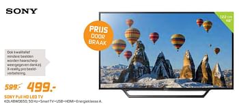 Aanbiedingen Sony full hd led tv kdl48wd650 - Sony - Geldig van 12/12/2016 tot 26/12/2016 bij BCC