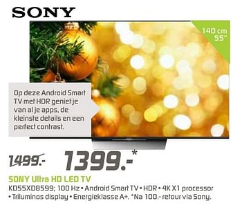 Aanbiedingen Sony ultra hd led tv kd55xd8599 - Sony - Geldig van 12/12/2016 tot 26/12/2016 bij BCC