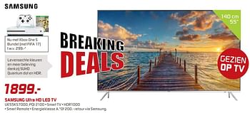 Aanbiedingen Samsung ultra hd led tv ue55ks7000 - Samsung - Geldig van 12/12/2016 tot 26/12/2016 bij BCC