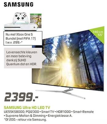 Aanbiedingen Samsung ultra hd led tv ue55ks8000 - Samsung - Geldig van 12/12/2016 tot 26/12/2016 bij BCC