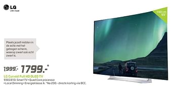 Aanbiedingen Lg curved full hd oled tv 55eg910 - LG - Geldig van 12/12/2016 tot 26/12/2016 bij BCC