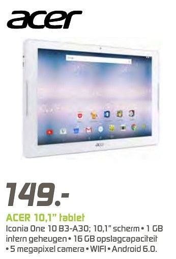 Aanbiedingen Acer 10,1`` tablet - Acer - Geldig van 12/12/2016 tot 26/12/2016 bij BCC