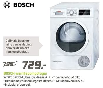 Aanbiedingen Bosch warmtepompdroger wtw85460nl - Bosch - Geldig van 12/12/2016 tot 26/12/2016 bij BCC