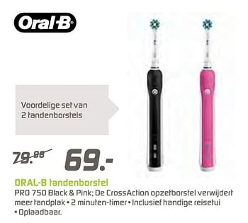 Aanbiedingen Oral-b tandenborstel pro 750 black + pink - Oral-B - Geldig van 12/12/2016 tot 26/12/2016 bij BCC