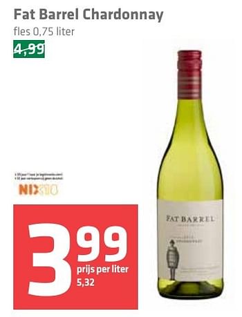 Aanbiedingen Fat barrel chardonnay - Witte wijnen - Geldig van 16/12/2016 tot 26/12/2016 bij Spar