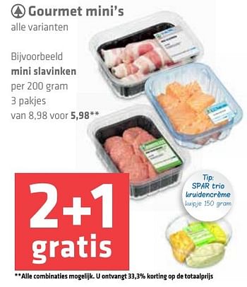 Aanbiedingen Gourmet mini`s - Spar - Geldig van 16/12/2016 tot 26/12/2016 bij Spar