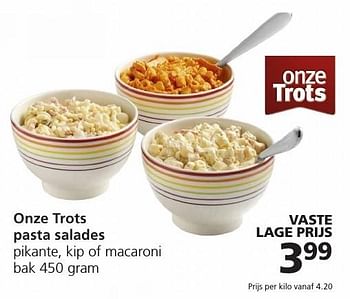 Aanbiedingen Onze trots pasta salades - Huismerk - Jan Linders - Geldig van 19/12/2016 tot 26/12/2016 bij Jan Linders