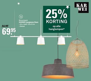 Aanbiedingen Karwei hanglamp siem - Huismerk Karwei - Geldig van 19/12/2016 tot 26/12/2016 bij Karwei