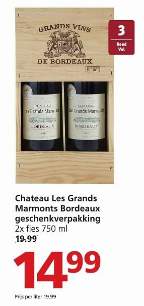 Aanbiedingen Chateau les grands marmonts bordeaux geschenkverpakking - Rode wijnen - Geldig van 19/12/2016 tot 26/12/2016 bij Jan Linders