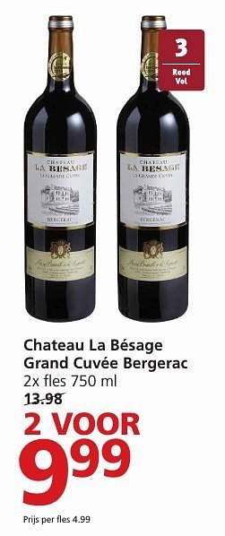 Aanbiedingen Chateau la bésage grand cuvée bergerac - Rode wijnen - Geldig van 19/12/2016 tot 26/12/2016 bij Jan Linders