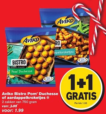 Aanbiedingen Aviko bistro pom` duchesse of aardappelkroketjes - Aviko - Geldig van 21/12/2016 tot 26/12/2016 bij Hoogvliet