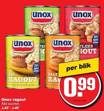 Aanbiedingen Unox ragout - Unox - Geldig van 21/12/2016 tot 26/12/2016 bij Hoogvliet