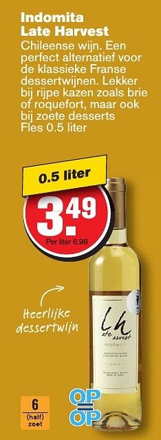 Aanbiedingen Indomita late harvest - Witte wijnen - Geldig van 21/12/2016 tot 26/12/2016 bij Hoogvliet
