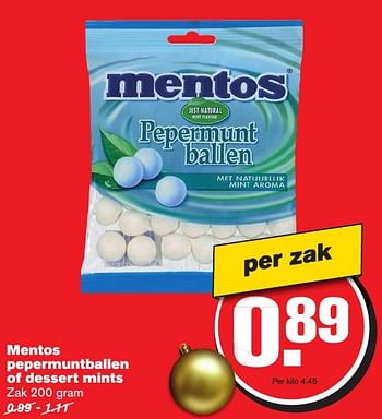 Aanbiedingen Mentos pepermuntballen of dessert mints - Mentos - Geldig van 21/12/2016 tot 26/12/2016 bij Hoogvliet