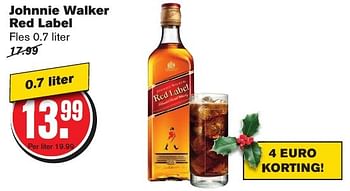 Aanbiedingen Johnnie walker red label - Johnnie Walker - Geldig van 21/12/2016 tot 26/12/2016 bij Hoogvliet
