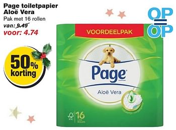 Aanbiedingen Page toiletpapier aloë vera - Page - Geldig van 21/12/2016 tot 26/12/2016 bij Hoogvliet