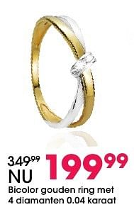 Aanbiedingen Bicolor gouden ring met 4 diamanten - Huismerk - Lucardi - Geldig van 05/12/2016 tot 31/12/2016 bij Lucardi