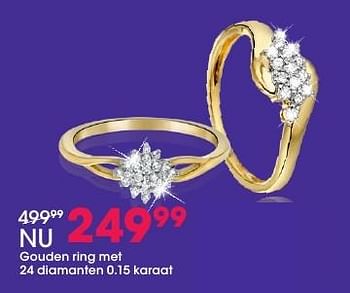 Aanbiedingen Gouden ring met 24 diamanten 0.15 karaat - Huismerk - Lucardi - Geldig van 05/12/2016 tot 31/12/2016 bij Lucardi