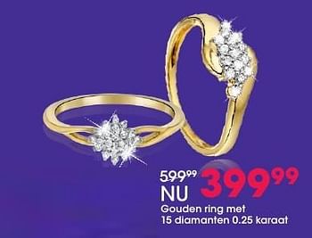 Aanbiedingen Gouden ring met 15 diamanten 0.25 karaat - Huismerk - Lucardi - Geldig van 05/12/2016 tot 31/12/2016 bij Lucardi