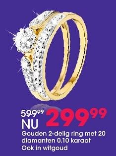 Aanbiedingen Gouden 2-delig ring met 20 diamanten 0.10 karaat - Huismerk - Lucardi - Geldig van 05/12/2016 tot 31/12/2016 bij Lucardi