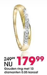 Aanbiedingen Gouden ring met 13 diamanten 0.05 karaat - Huismerk - Lucardi - Geldig van 05/12/2016 tot 31/12/2016 bij Lucardi