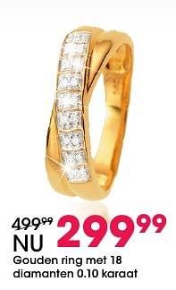 Aanbiedingen Gouden ring met 18 diamanten 0.10 karaat - Huismerk - Lucardi - Geldig van 05/12/2016 tot 31/12/2016 bij Lucardi