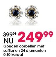 Aanbiedingen Gouden oorbellen met saffier en 24 diamanten 0.10 karaat - Huismerk - Lucardi - Geldig van 05/12/2016 tot 31/12/2016 bij Lucardi