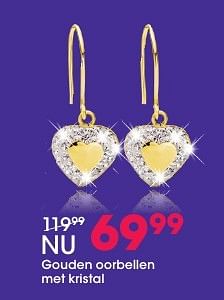 Aanbiedingen Gouden oorbellen met kristal - Huismerk - Lucardi - Geldig van 05/12/2016 tot 31/12/2016 bij Lucardi