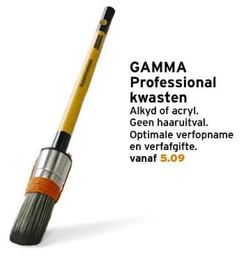 Aanbiedingen Gamma professional kwasten - Huismerk - Gamma - Geldig van 19/12/2016 tot 27/12/2016 bij Gamma