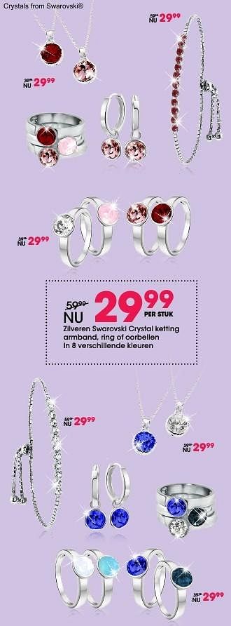 Aanbiedingen Zilveren swarovski crystal ketting armband, ring of oorbellen - Swarovski - Geldig van 05/12/2016 tot 31/12/2016 bij Lucardi