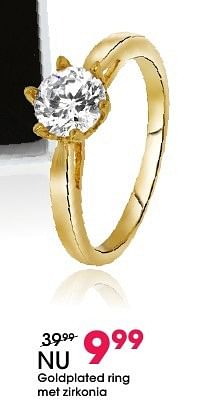 Aanbiedingen Goldplated ring met zirkonia - Huismerk - Lucardi - Geldig van 05/12/2016 tot 31/12/2016 bij Lucardi