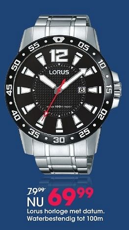 Aanbiedingen Lorus horloge met datum. waterbestendig tot 100m - Lorus - Geldig van 05/12/2016 tot 31/12/2016 bij Lucardi