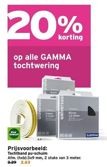Aanbiedingen Tochtband pu-schuim - Huismerk - Gamma - Geldig van 19/12/2016 tot 27/12/2016 bij Gamma