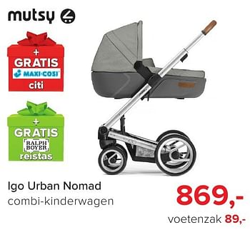 Aanbiedingen Igo urban nomad combi-kinderwagen - Mutsy - Geldig van 04/12/2016 tot 31/12/2016 bij Baby-Dump